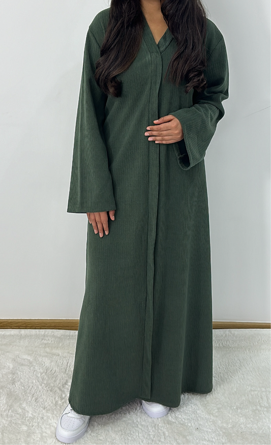 Aiyla winter abaya dress in khaki