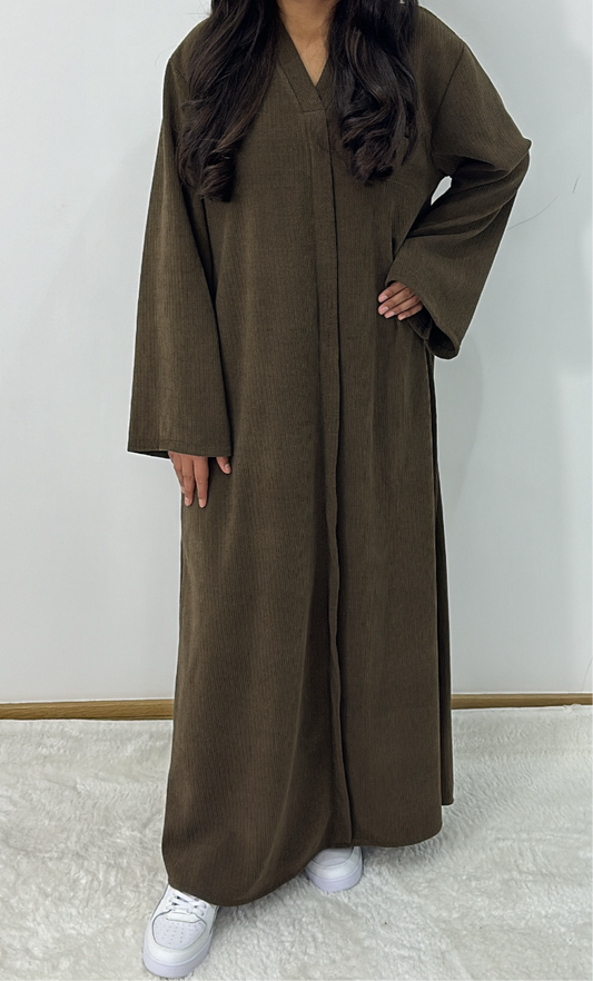 Aiyla winter abaya dress in dark brown